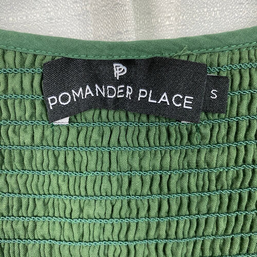 Pomander Place Tuckernuck Green Cotton Tiered Ceci Smocked Mini Dress Sz.S - Picture 8 of 15